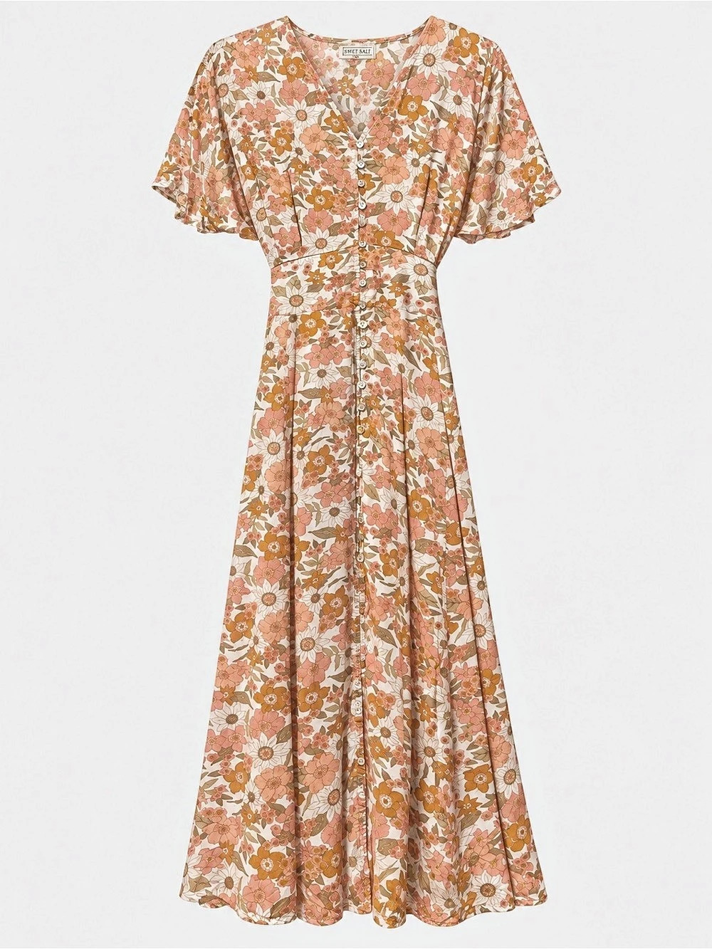 Sweet Salt Floral midi Dress in Pink & Orange Like New